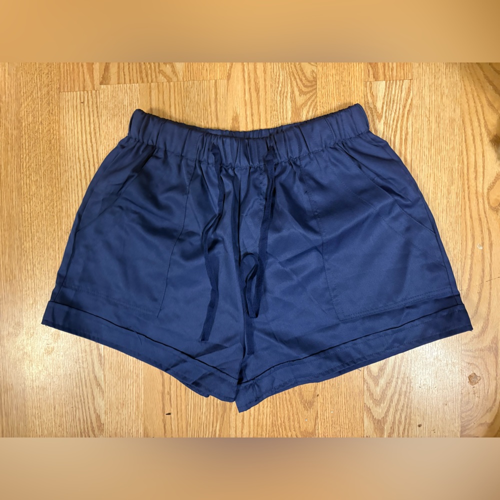 Navy Blue Athletic Shorts – Drawstring Waist – Size L
